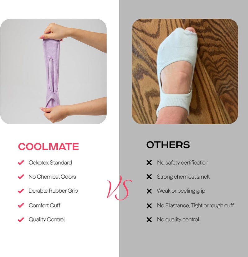 CoolMate Store Pilates Socks with Grips for Women, Yoga Socks, Crew Non Slip Women for Barre, Pilates Gifts - Image 5